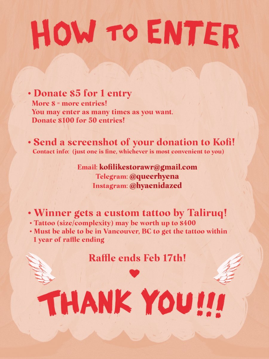 kofi 🐾 (@queerhyena) on Twitter photo my amazing friend <a href="/taliruq_/">𝖘𝖔𝖗𝖊𝖓🫀ᑕᓕᕈᖅ</a> is helping me raise d0nations for my top surgery!
RTs super appreciated !!
gofundme.com/f/help-kofi-ge… my amazing friend <a href="/taliruq_/">𝖘𝖔𝖗𝖊𝖓🫀ᑕᓕᕈᖅ</a> is helping me raise d0nations for my top surgery!
RTs super appreciated !!
gofundme.com/f/help-kofi-ge…