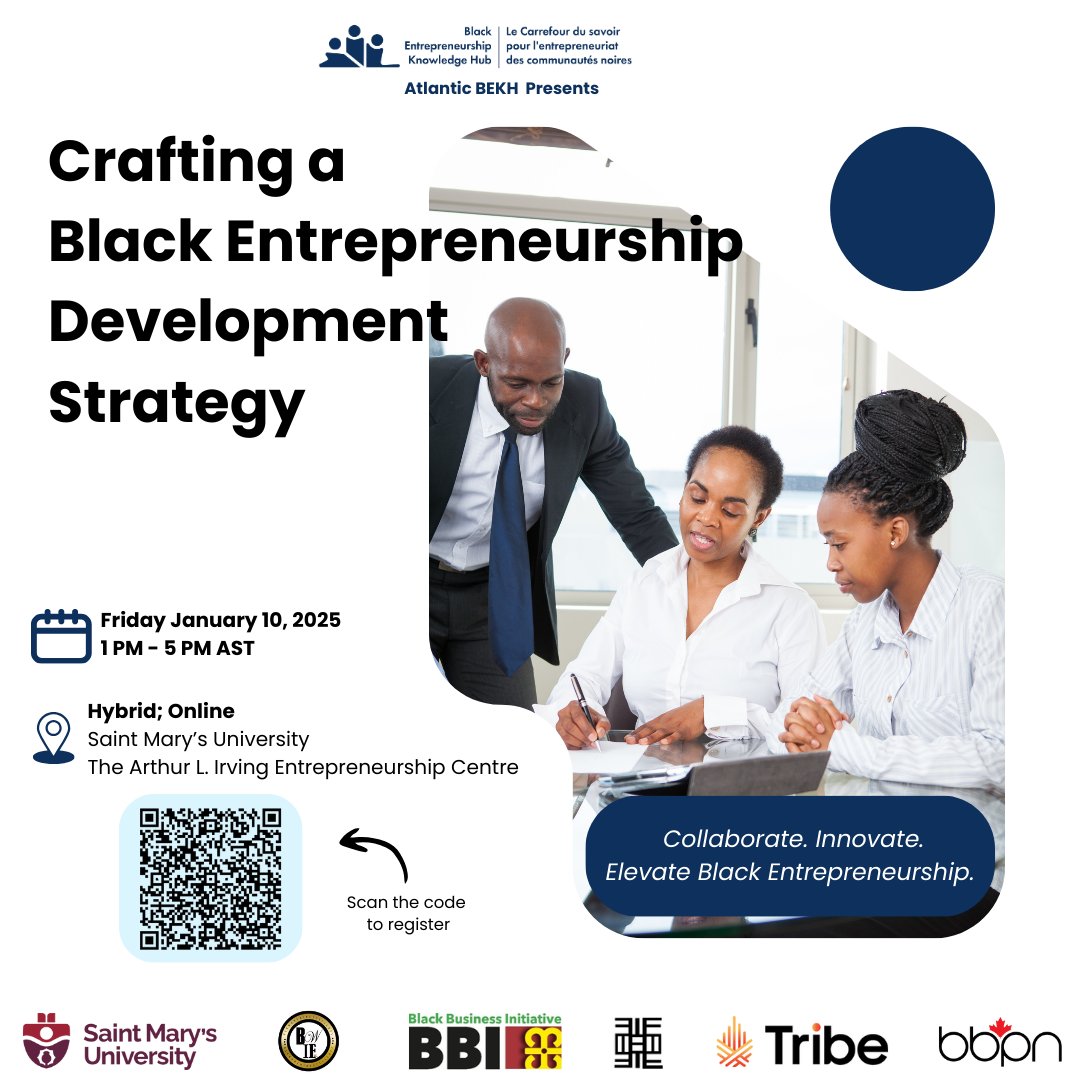 Black Entrepreneurship Knowledge Hub Canada (@bekhcanada) on Twitter photo Leaders, Innovators and Strategists: Help shape the future of #BlackEntrepreneurship!
Join us Jan 10, for the Black Entrepreneurship Development Strategy Summit <a href="/smuhalifax/">Saint Maryās University</a>.
Hybrid Event | Register now: eventbrite.ca/e/towards-a-bl⦠Leaders, Innovators and Strategists: Help shape the future of #BlackEntrepreneurship!
Join us Jan 10, for the Black Entrepreneurship Development Strategy Summit <a href="/smuhalifax/">Saint Maryās University</a>.
Hybrid Event | Register now: eventbrite.ca/e/towards-a-blā¦