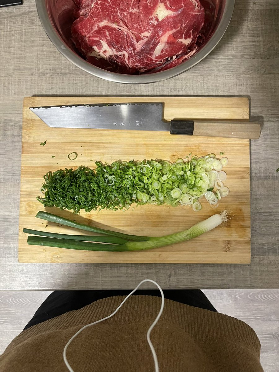 our_decay's tweet photo. I love cutting green onions because you get such a pretty gradient https://t.co/DuZ7hLBd4f