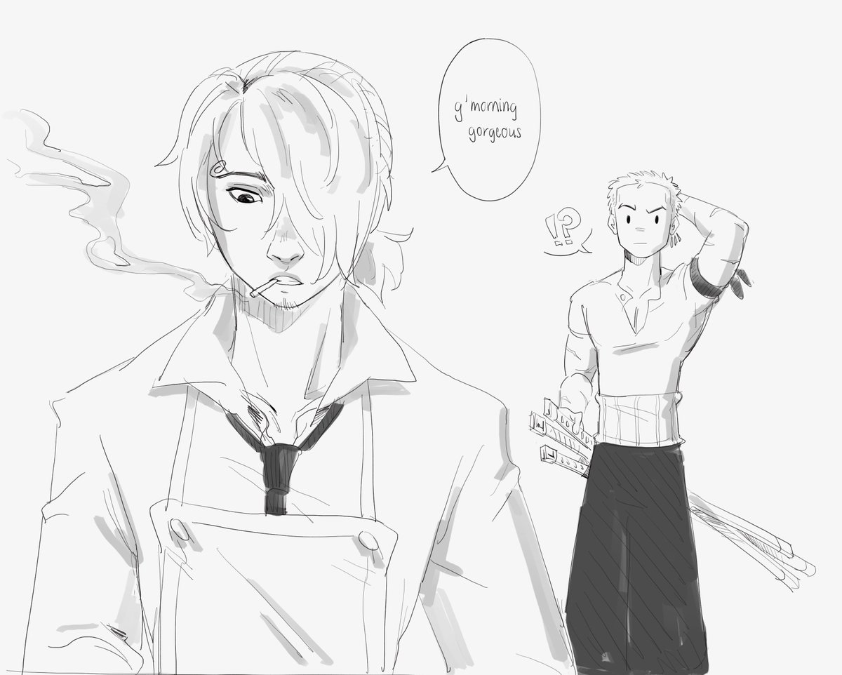 renviary's tweet photo. sanji has no idea what he's started 
#ONEPIECE #sanzo #zosan https://t.co/dAWPoTRQGw