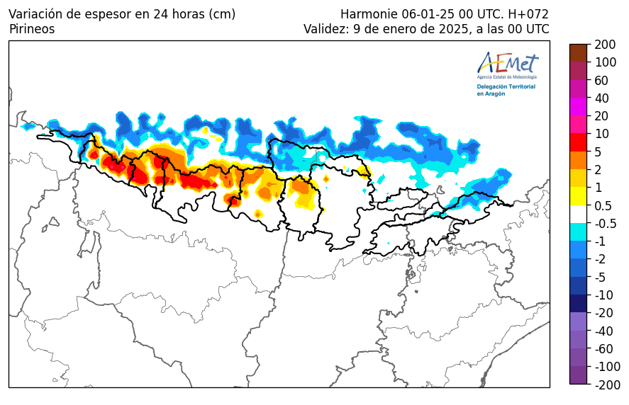 AEMET_Aragon's tweet photo. PCP🌨️prevista en 24 h MAR 7 y MIE 8 (contorno negro en #Pirineos #nieve), y variación de espesores de❄️ambos días. La #cotadenieve ⬆️de 1000 m a ⬆️2000-2200 m el MAR 7 y ⬇️a 1700 m el MIE 8
https://t.co/qyGg0hXhy7
@eltiempo_atv @AragonMeteo https://t.co/2jUCKIP64l