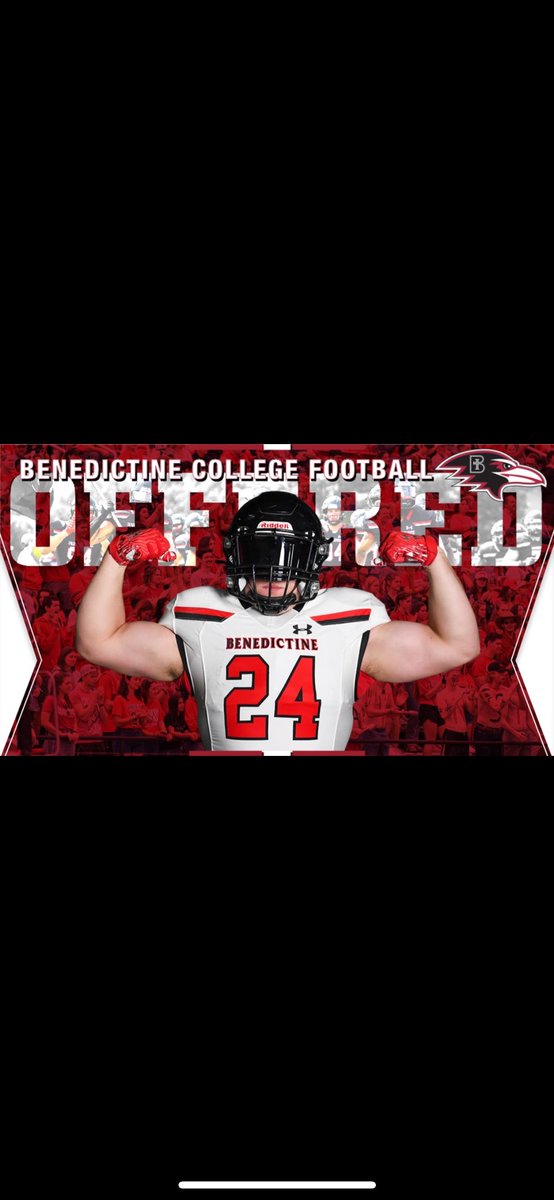 After a great phone call with <a href="/Coach_Bower_/">Isaac Bower</a> i am blessed to say i have received an offer to pursue my football career at <a href="/RavenFootballBC/">Benedictine Football</a> Thankful for this opportunity
<a href="/M_Simoneau/">Mark Simoneau, CSCS</a> <a href="/SMEastFootball/">Shawnee Mission East Football</a>