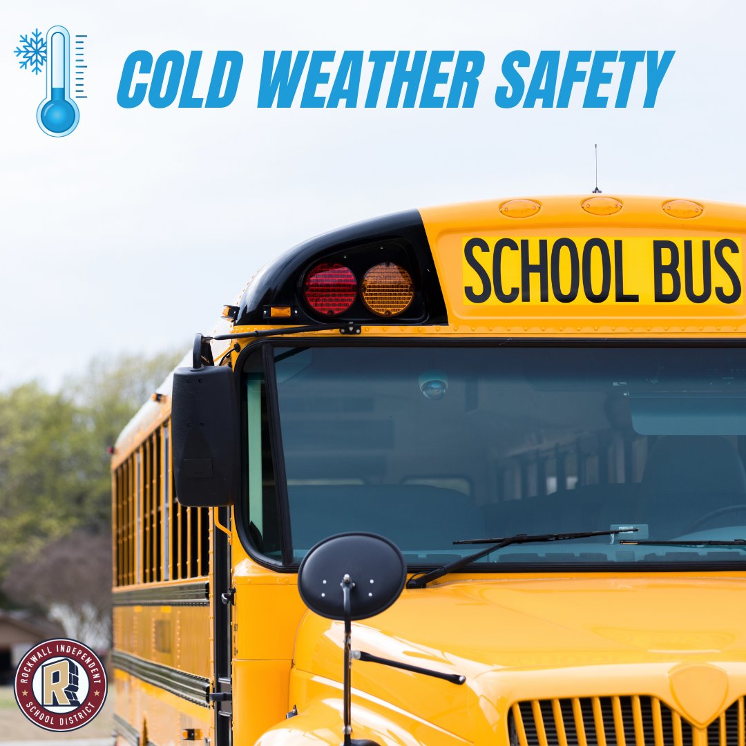 rockwallschools's tweet photo. With the drop in temperature, we wanted to share a few helpful tips with our families to help students stay warm.
❄️ Dress students in multiple layers like fleece to keep them well insulated.
❄️ Drive safely and be cautious on the road, especially near school buses, as they may experience delays due to weather conditions.
❄️ Rather than students waiting outside in the cold for their bus, have them wait inside a warm vehicle close to the bus stop.
❄️ If possible, drive your student if they typically walk or bike to and from school.