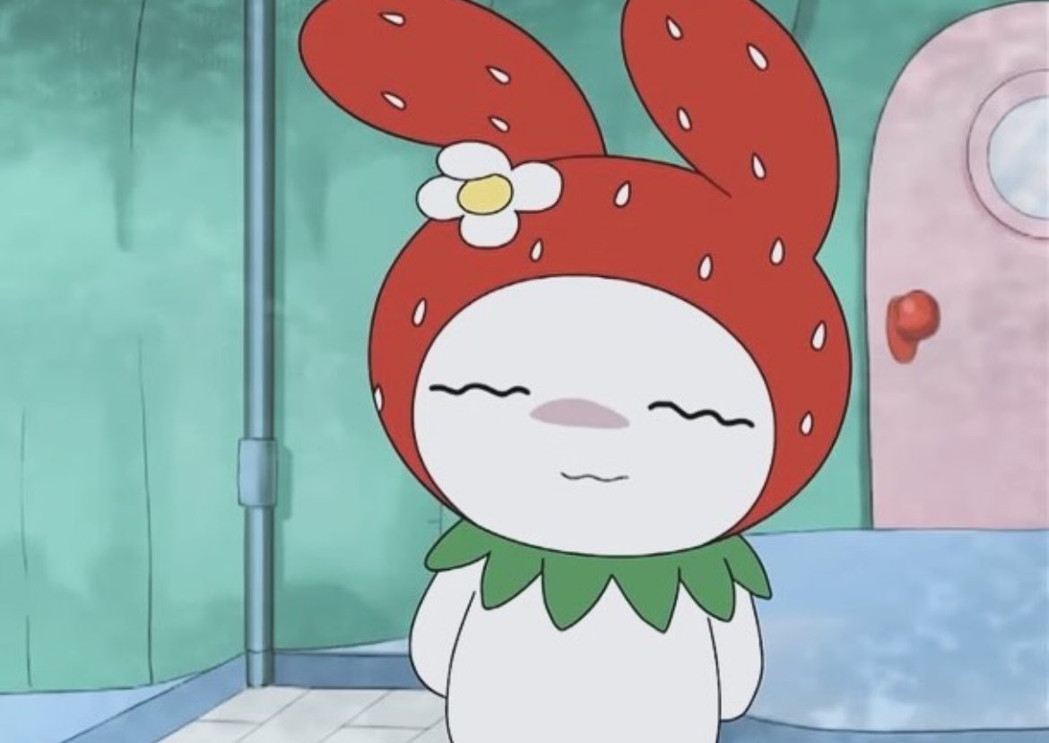 my melo cosplaying as a strawberry 🍓