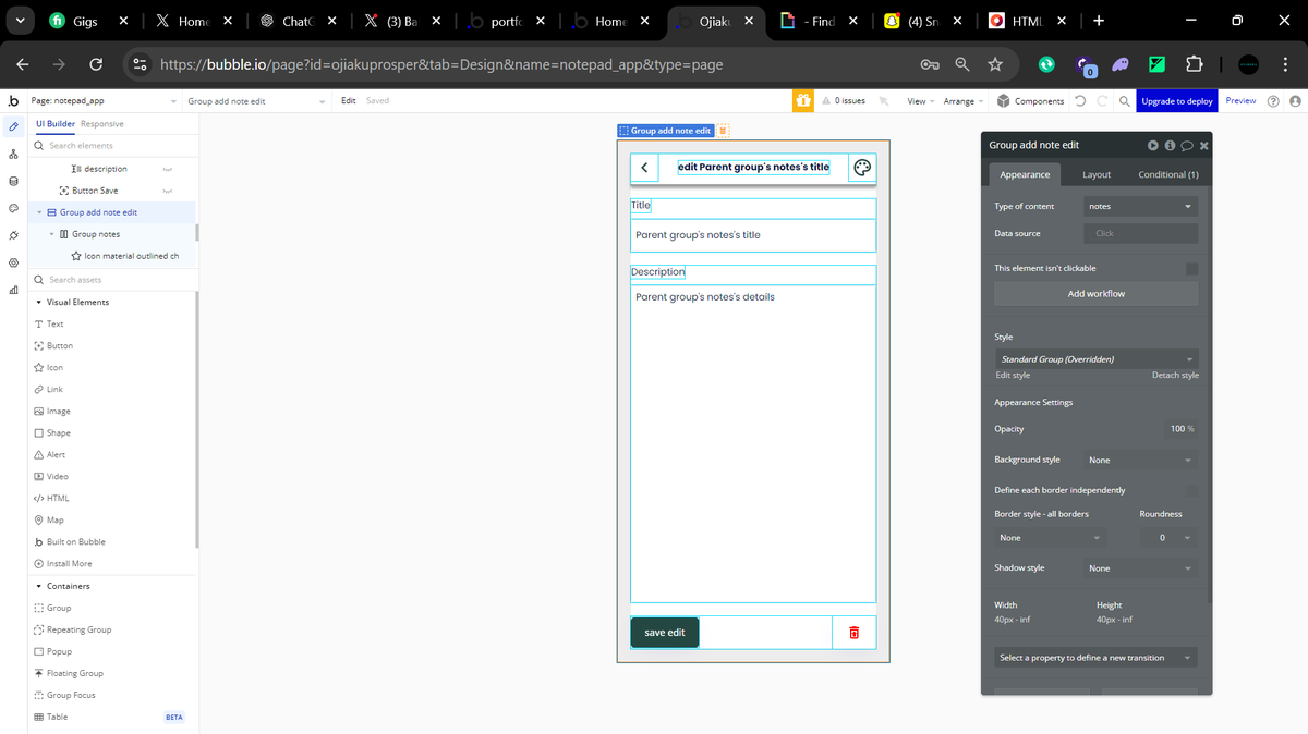 Prospii1's tweet photo. Day 2 of the #BubbleIO 30-day challenge, and I built a Notepad app! 📝✨ Keeping it simple but super functional. Excited to keep improving and creating more over the next 28 days! 🚀 #NoCode #BubbleChallenge #BuildInPublic https://t.co/PPSj8zeMzP