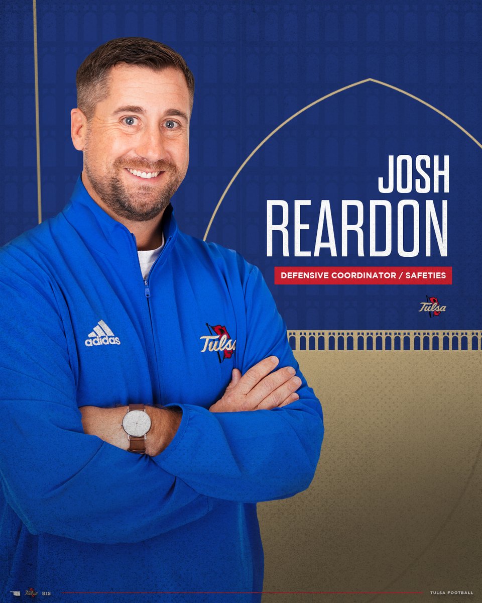 TulsaFootball's tweet photo. Josh Reardon has been named Defensive Coordinator and Safeties Coach 🌀

#ReignCane https://t.co/lcesjYgxHK