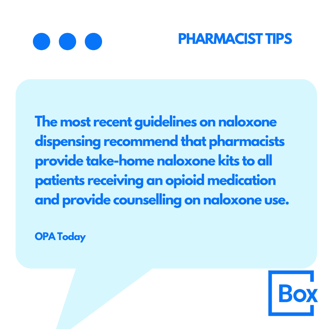 BoxLabsSoftware's tweet photo. Pharmacists play a critical role in saving lives, especially when it comes to opioid overdoses. Box’s Naloxone Co-Dispensing Program can help you streamline the process. Get in touch to sign up for the program today!

#Naloxone #PharmacyPractice #PatientCare #Opioids https://t.co/wbukiOyp2t
