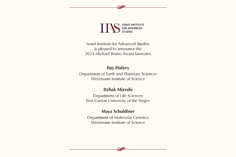 IIAS448709's tweet photo. Announcing the 2024 Michael Bruno Memorial Award Laureates!

Congratulations to:
🏆 Itay Halevy (Weizmann Inst. of Science)
🏆 Itzhak Mizrahi (BGU)
🏆 Maya Schuldiner (Weizmann Inst. of Science)
Honoring young Israeli scholars for excellence &amp; leadership.
#IIAS #MichaelBrunoAward https://t.co/60Db0I5Bg2