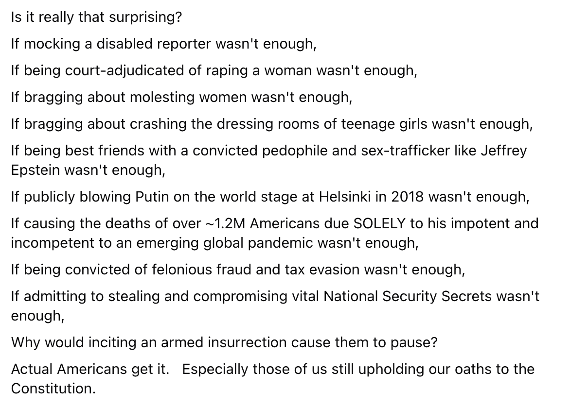 13WJM's tweet photo. Is it really that surprising? 🙄🙄😠😠
#TrumpIsUnfitForOffice
#Jan6thInsurrection
#MAFACowardice
#GOPComplicity
#MAGADomesticEnemies https://t.co/sJJ8ab81Lv