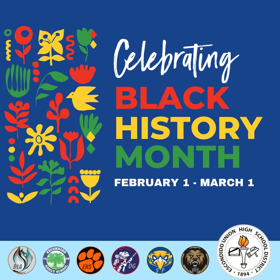 EUHSD (@euhsd) on Twitter photo Happy Black History Month from all of our schools!
<a href="/dellago/">sebastian dellago</a> <a href="/ehscougars/">Escondido HS</a> <a href="/OrangeGlen/">Orange Glen HS</a> <a href="/vhsgrizzlies/">Valley High School</a> <a href="/EdEscondido/">EscondidoAdultEd</a> Happy Black History Month from all of our schools!
<a href="/dellago/">sebastian dellago</a> <a href="/ehscougars/">Escondido HS</a> <a href="/OrangeGlen/">Orange Glen HS</a> <a href="/vhsgrizzlies/">Valley High School</a> <a href="/EdEscondido/">EscondidoAdultEd</a>