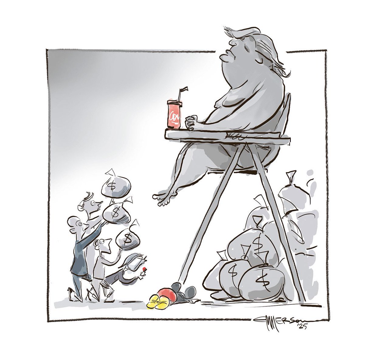 For friend and colleague <a href="/AnnTelnaes/">Ann Telnaes</a> who took a courageous and principled stand against editorial hypocrisy. As requested by Steve Brodner 👍