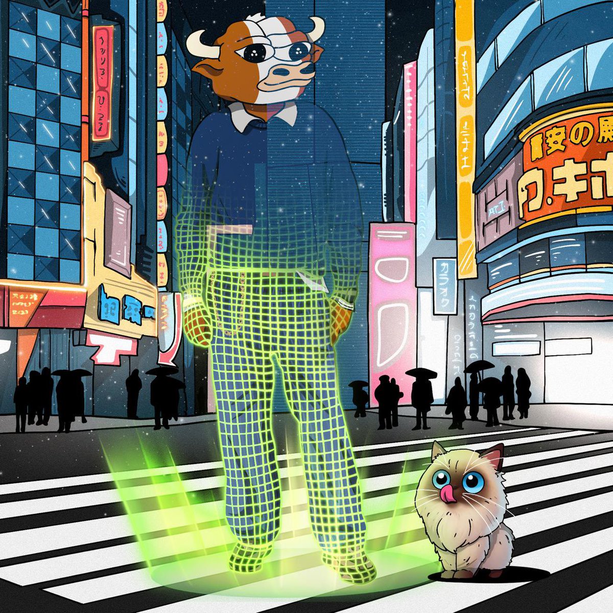 mumu_bull's tweet photo. The Bull is on the MUUV! 💼 🛫 

We are Tokyo bound, keep an eye out for $MUMU and @MrMigglesOnBase at Tokyo Tower for Meme World Order in collaboration with Superchief Gallery and NFT Japan. 🎨🐂