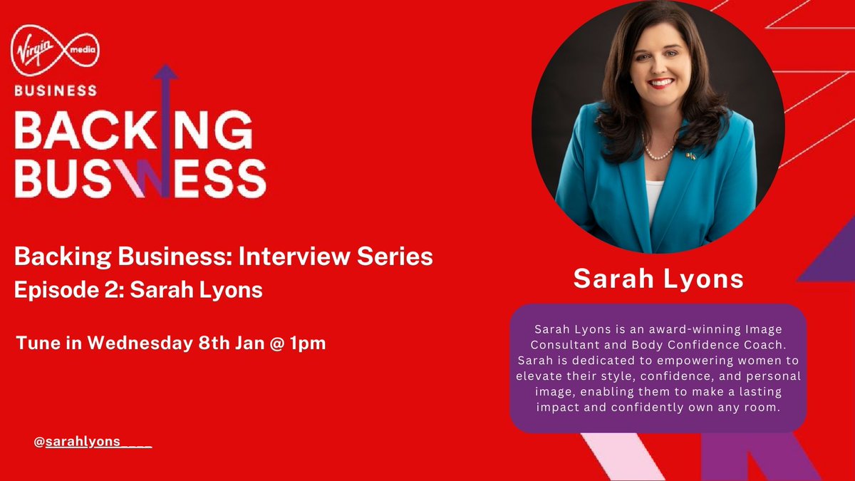 Our next #Backingbusiness community member interview is with Sarah Lyons! 
Sarah will share her tips on how to own the room with style as a business owner.
Join us live on LinkedIn on Wednesday 1pm!
Register below ⬇️
linkedin.com/events/backing…