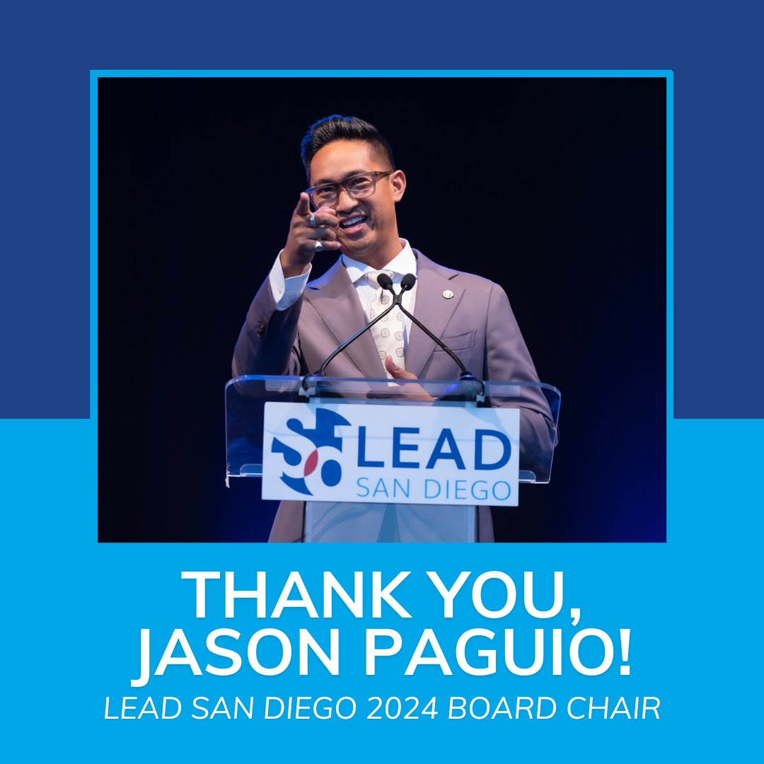 THANK YOU to LEAD San Diego’s 2024 Board Chair, Jason Paguio! 🎉With his focus on strong programs, LEAD San Diego has continued to empower impactful leadership across our community.

Thank you for your passion and tireless efforts in advancing our mission! #LEADership