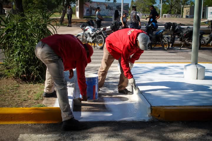unlaroficial's tweet photo. La rectora @nataliaalbarezg acompañó al personal que trabaja en las tareas para el mejoramiento y mantenimiento de la infraestructura de la UNLaR y el Colegio Preuniversitario Gral. San Martín⤵️

✅ Colocación de nuevas luminarias 
✅ Limpieza 
✅ Pintura https://t.co/MuunqpyNbz