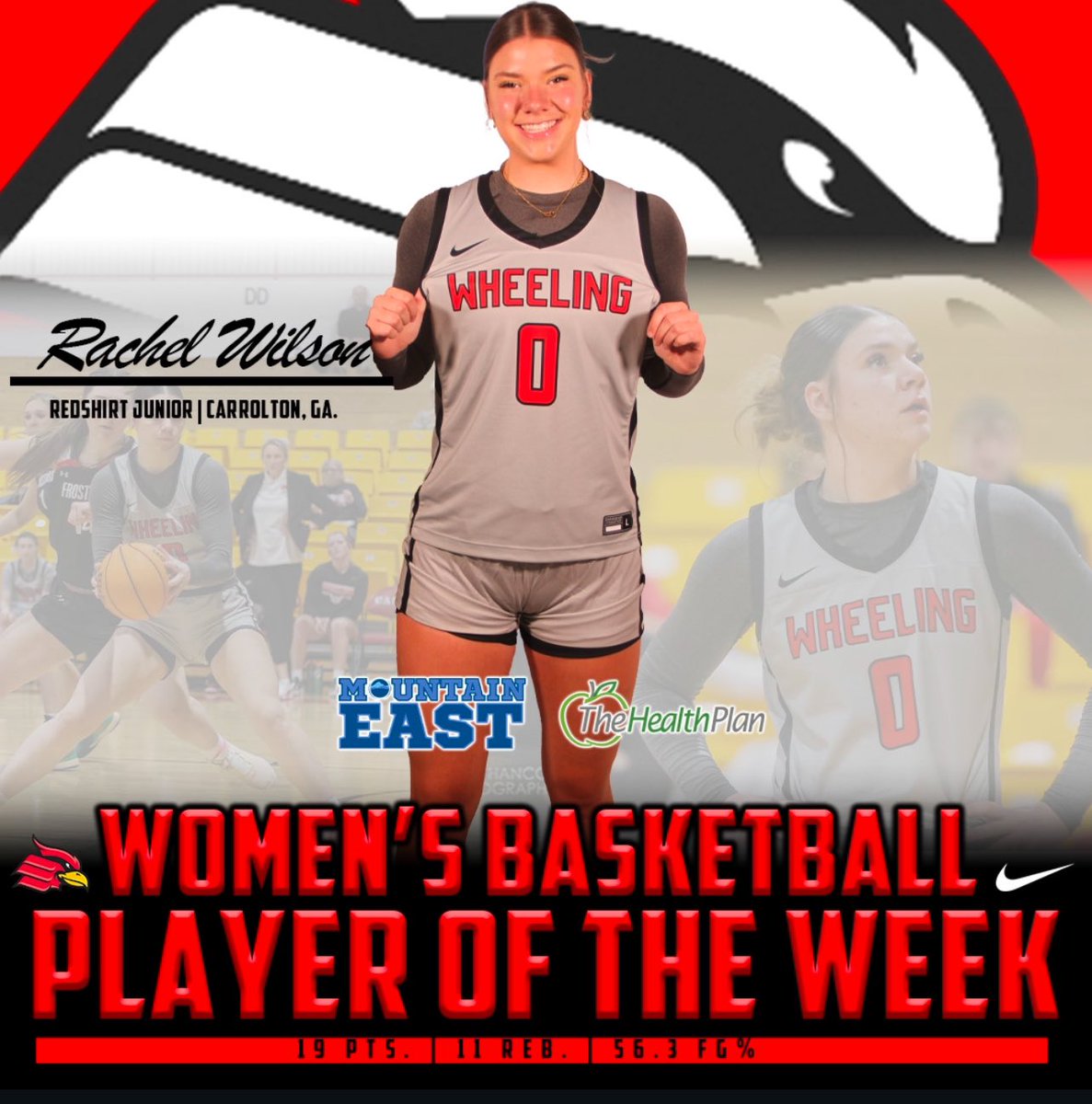Congrats to Rachel Wilson, Redshirt Junior out of Carrolton, GA.  Rachel posted 19 points and 11 rebounds while shooting 56.3% from the floor! We are proud of you for this accomplishment. #GoCards #StickTogether