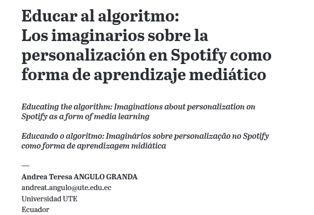 ¿Los imaginarios sobre algoritmos como una estrategia de alfabetización mediática? He analizado este planteamiento en este artículo publicado por la Revista Chasqui de <a href="/ciespal/">CIESPAL</a>
revistachasqui.org/index.php/chas…