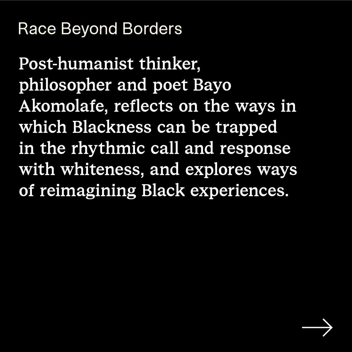 AFREMoyaMag's tweet photo. On an episode of @RaceBeyond_Pod, reprised for our latest issue, philosopher Bayo Akomolafe calls attention to the "cracks in our time" that expose the failures of modern individualism, decentre the human &amp; hold new possibilities for Blackness.

More here: https://t.co/kdmeauOSvj https://t.co/M370YCtlaW