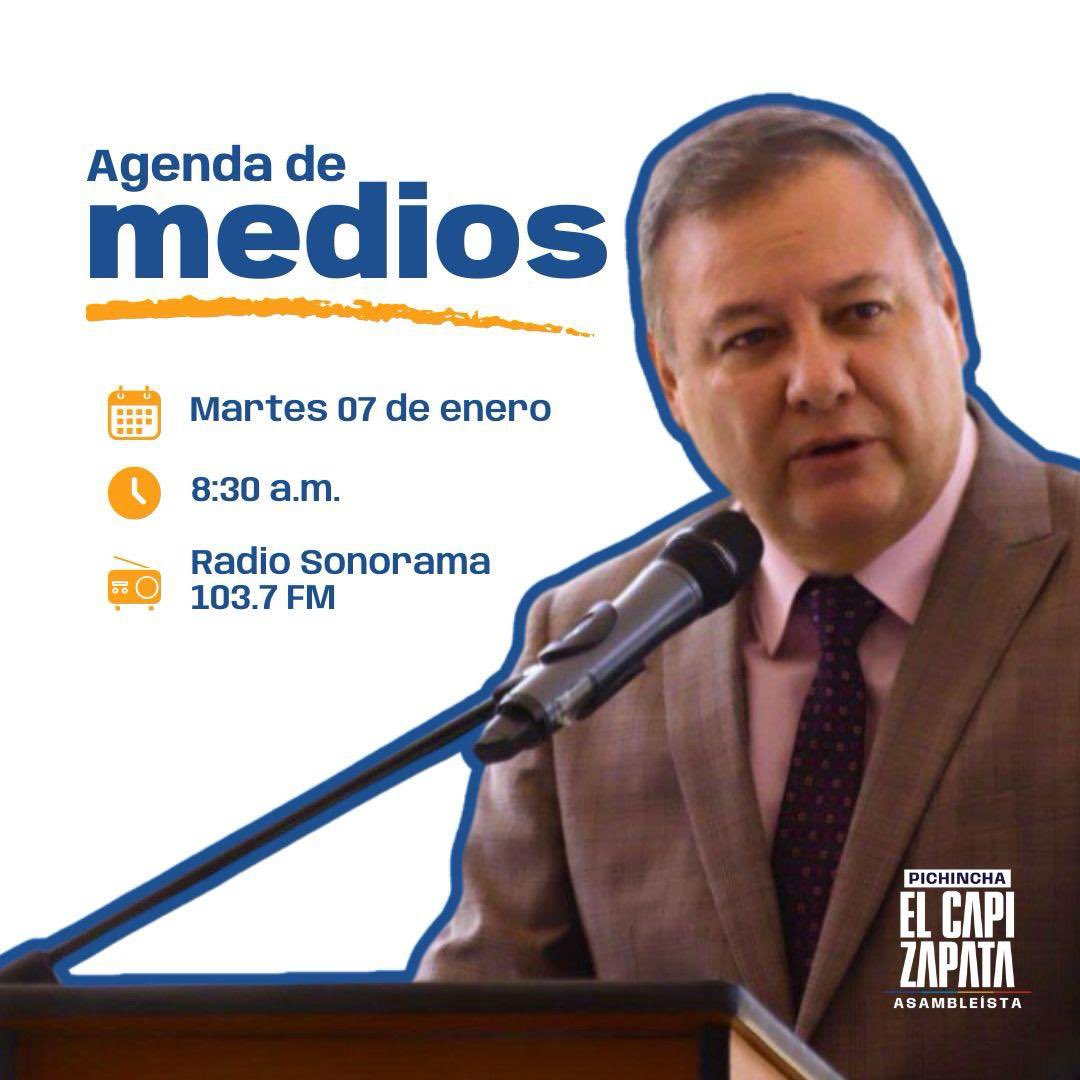 CapiZapataEC's tweet image. #ElCapiEnMedios | Los invito a seguir mi entrevista en @radiosonoramaec a las 8:30. 
Hablaremos de temas importantes para la provincia de Pichincha. 

#CapiAmigo