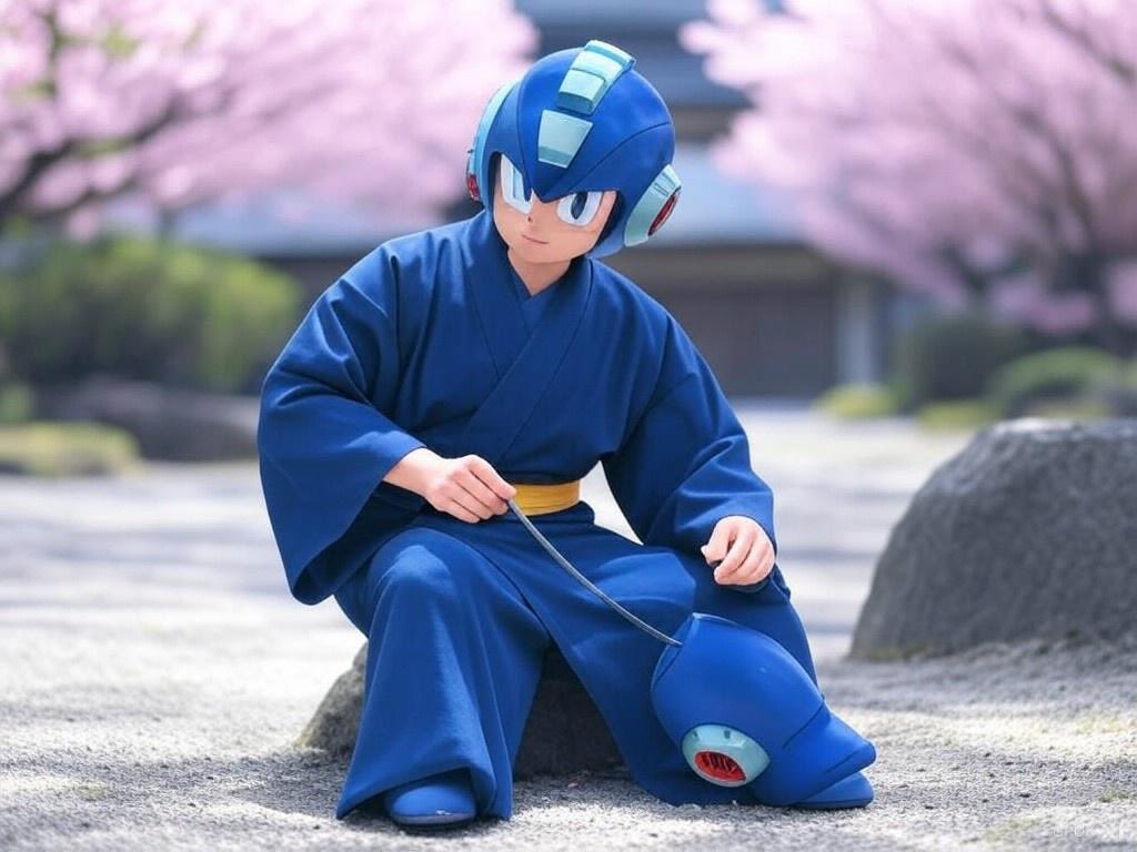 Musashingman's tweet image. Grokにワテを描かせてみたら風格のあるロックマンが出てきて草
#ロックマン #Grok2 #AIイラスト 
(あと今更ながらかなりご無沙汰しています….)