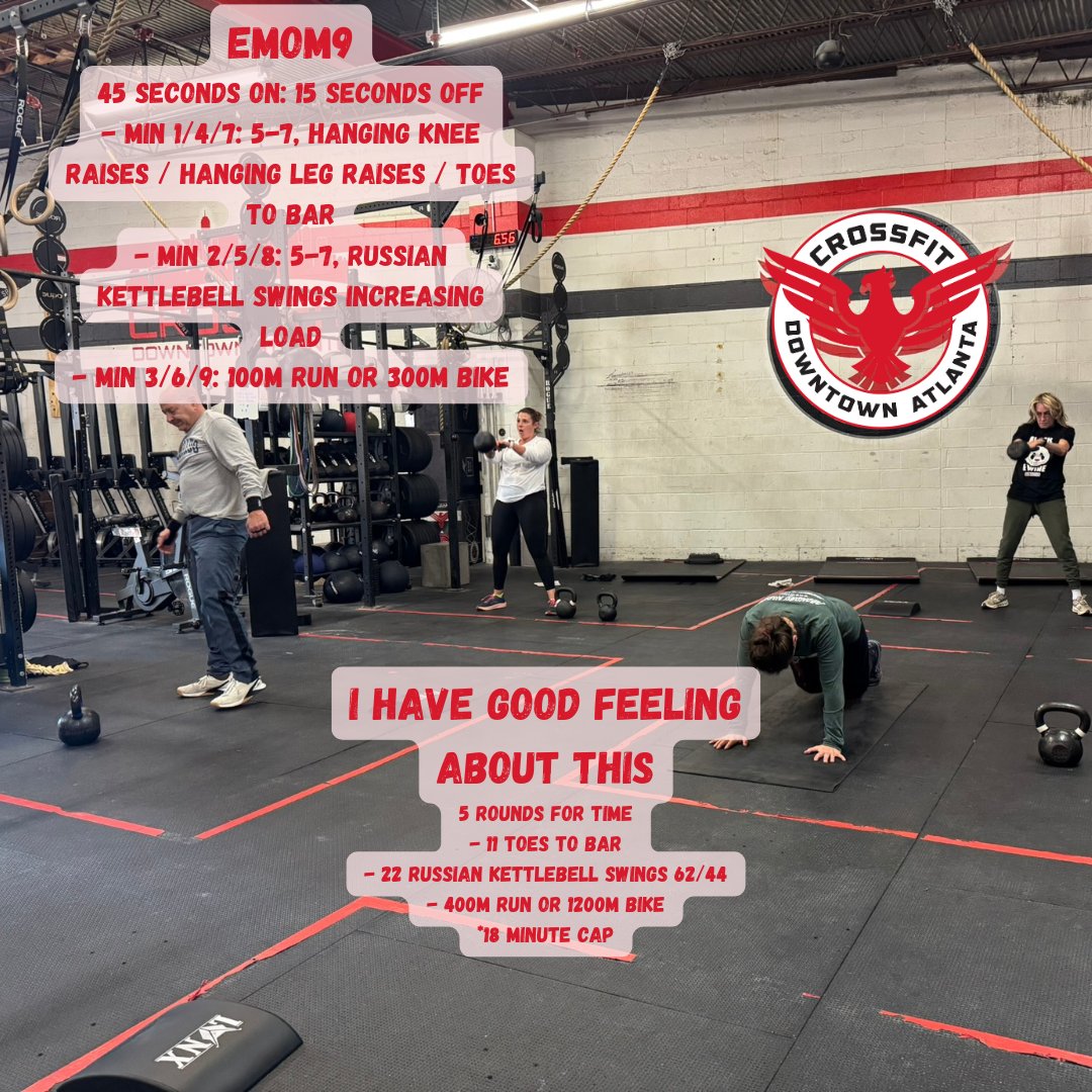 cfdowntownatl's tweet photo. 250107 "I Have Good Feeling About This" #rounsfortime #toestobar #russiankettlebellswing #run #cfda #liftheavy #runfast #havefun #bewell #cabbagetown #crossfitwod #committedtocrossfit #crossfit #WOD #CFWOD #workout https://t.co/JRdcnBWMTp
