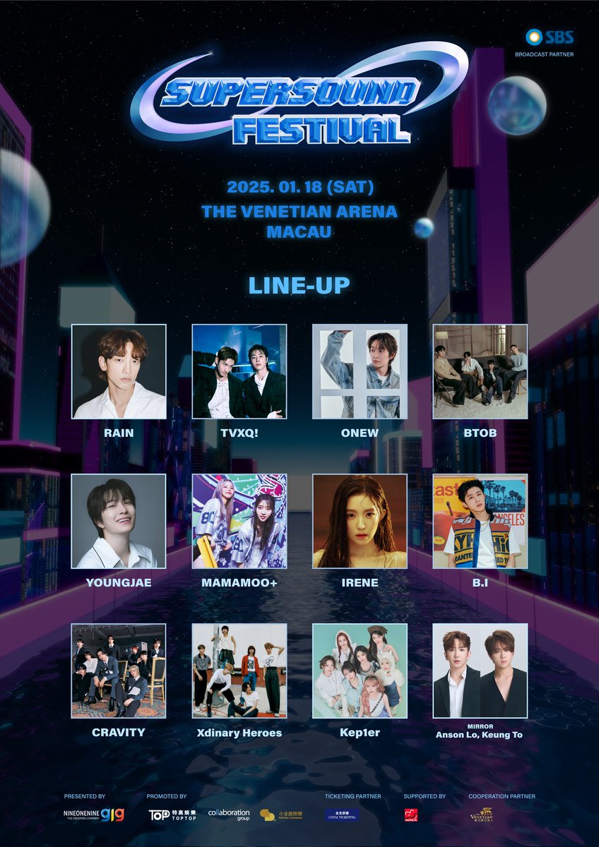 기대해도 좋아, 우린 준비됐지~!!

2024 SUPERSOUND FESTIVAL_MACAU 🇲🇴 
🔥 THE FINAL LINEUP IS HERE!
Get ready to witness the ultimate stage.
This is the moment that will become legendary! ✨

📅 Date: January 18, 2025 – 4:30 PM~
📍 Venue: The Venetian Arena
🎟️ Tickets : 
- COTAI