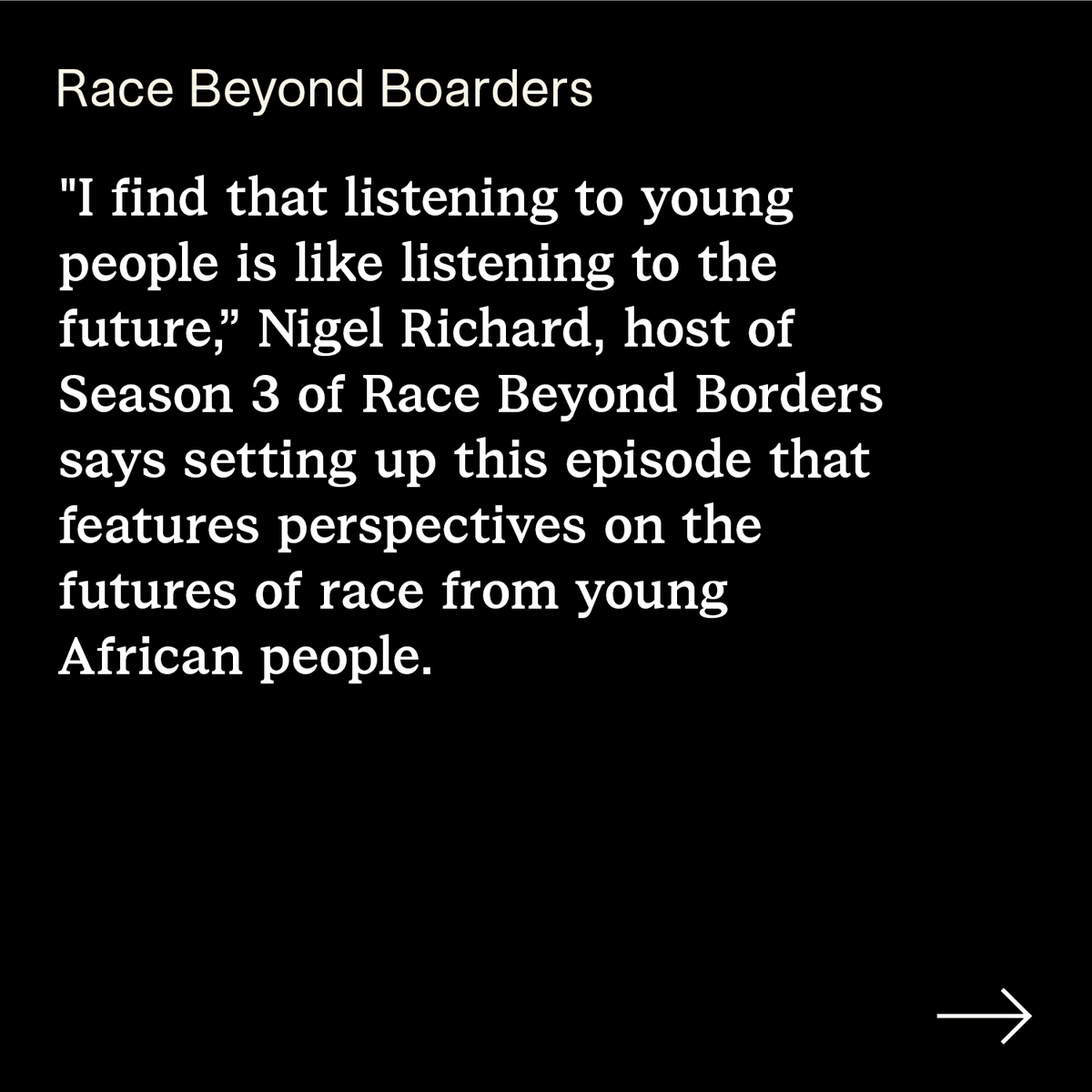 AFREMoyaMag's tweet photo. Young people, who represent the vast majority of Africa's population, take centre stage on this episode of Race Beyond Borders spotlighting possible futures of race. 

Check out the episode, reprised for our latest issue, at https://t.co/Xsfn6ndk4f. https://t.co/3Fnf92TXI8