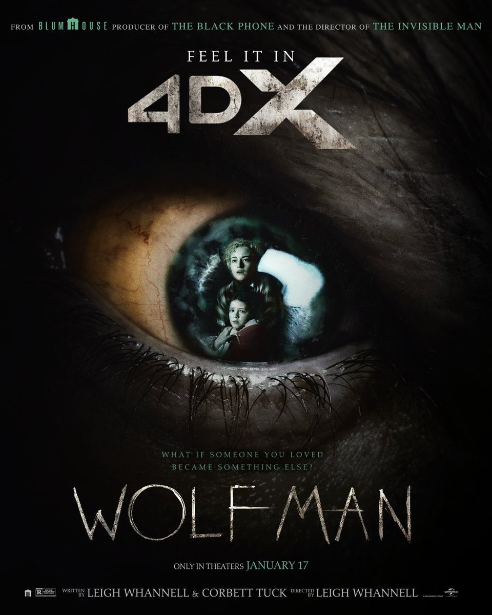 호러 영화 <울프맨> IMAX, 4DX 포스터 ‘업그레이드’, ‘인비저블맨’ 리 워넬 감독 작품 크리스토퍼 애봇, 줄리아 가너 출연 미국 1월 17일 개봉...