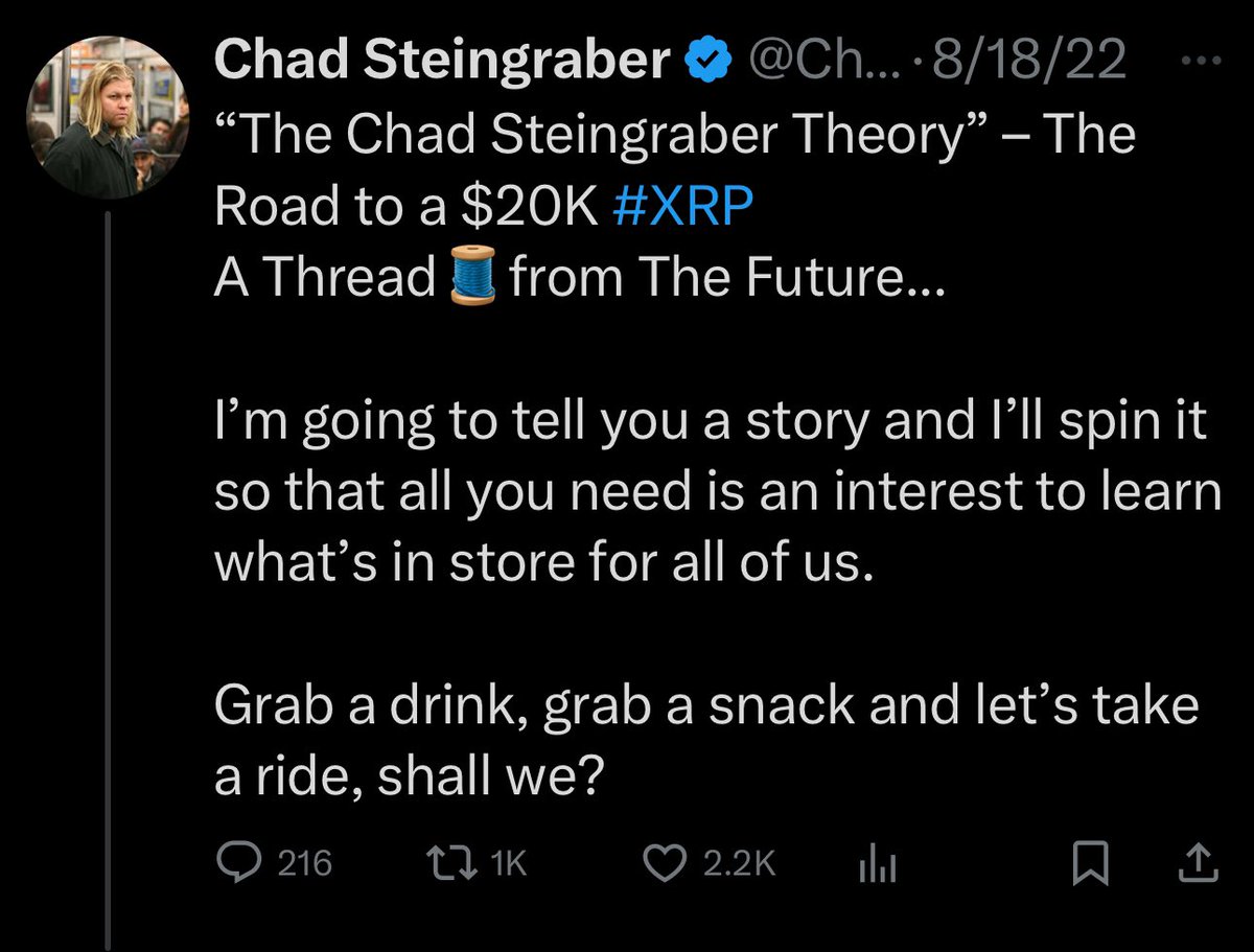 Reread The Chad Steingraber Theory on a $20K XRP He spoke of XRP becoming a  reserve currency asset in 2022. Read his thesis below 👇
