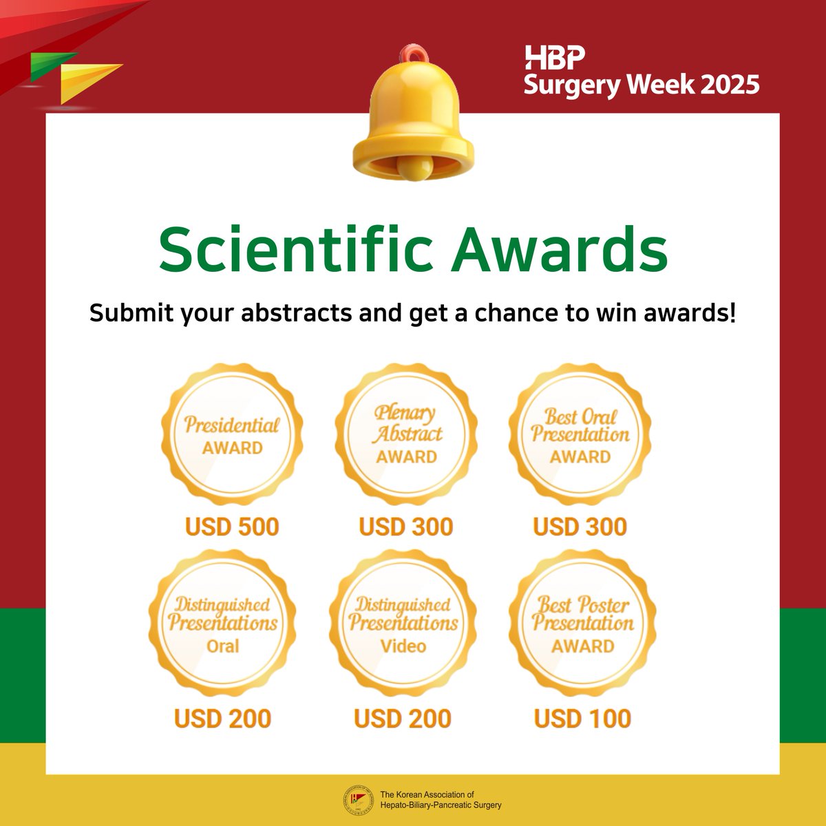 HBPSurgery24Kor's tweet photo. 📩Abstract submission is on-going!📩
✨January 13 (Mon), 2025✨

Please submit your outstanding abstract to get a chance to win an award!

Go to abstract submission > https://t.co/1W6BHW86nn

Go to HBP Surgery Week 2025 website >
https://t.co/wWU4QZB83z https://t.co/tUYFzuo6k9