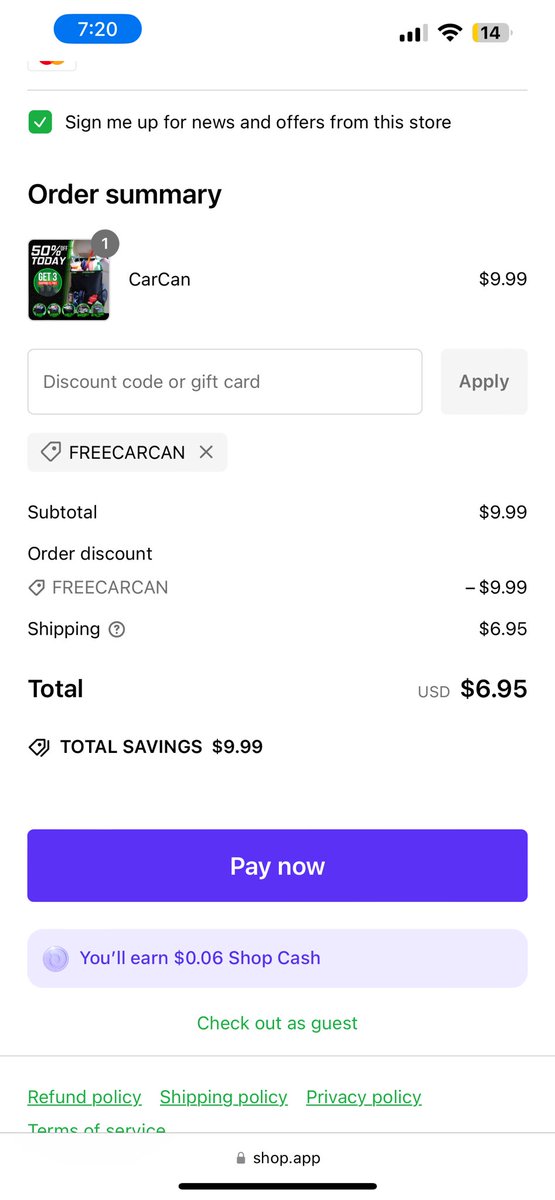 FDubDos's tweet photo. @PriceErrors It’s charging $6.95 for shipping https://t.co/hd5cEGDkvC