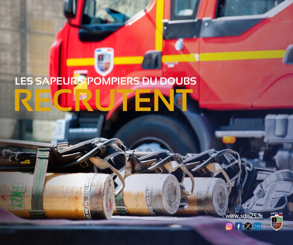 [Recrutement]
Les pompiers du Doubs recrutent :
1 chef(fe) du service Prévision
1 secrétaire / assistant(e) de gestion (direction) CDD de 6 mois possiblement renouvelable
1 chef(fe) de cabinet du chef de corps &amp; du groupement des services du cabinet
sdis25.fr/le-sdis-25-rec…