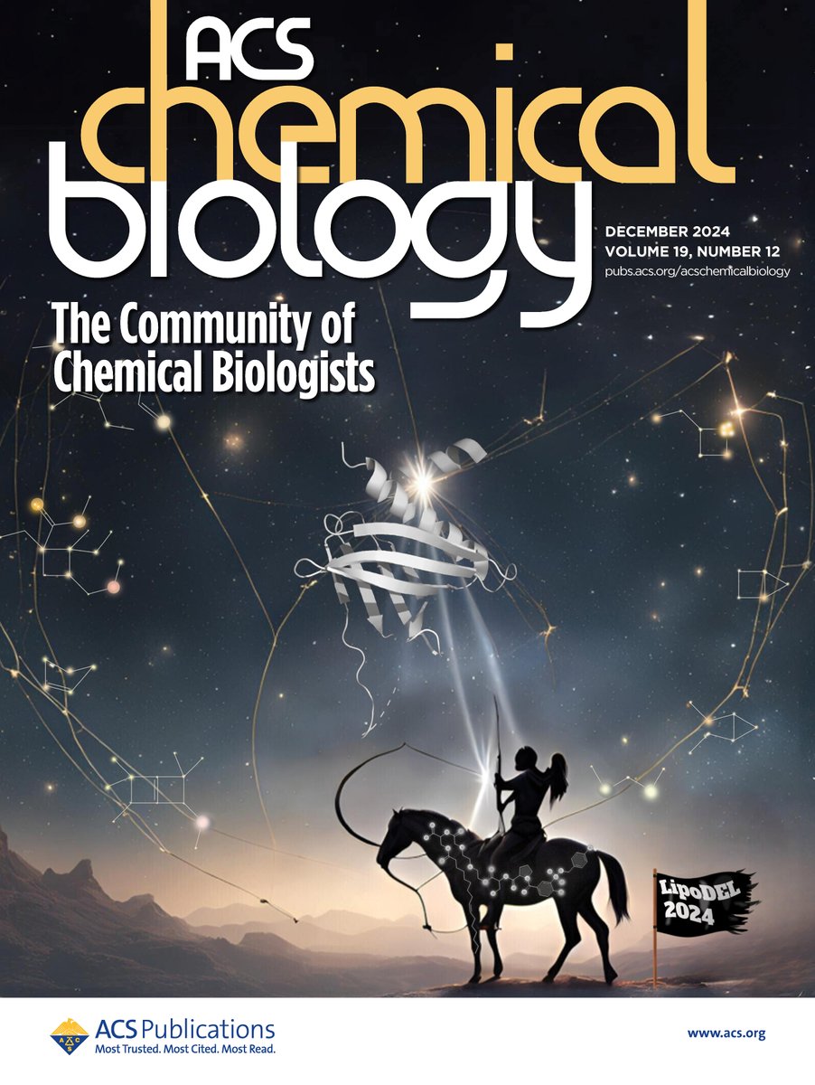 Congratulations to Arthur and Jelena for this stunning ACS Chemical Biology cover! 🌟👏 A beautiful representation of the new diversity space covered by our new DEL library. 🧬🌌 Check out the article here: pubs.acs.org/doi/full/10.10… 
#ChemicalBiology #ACSCover #LipoDEL