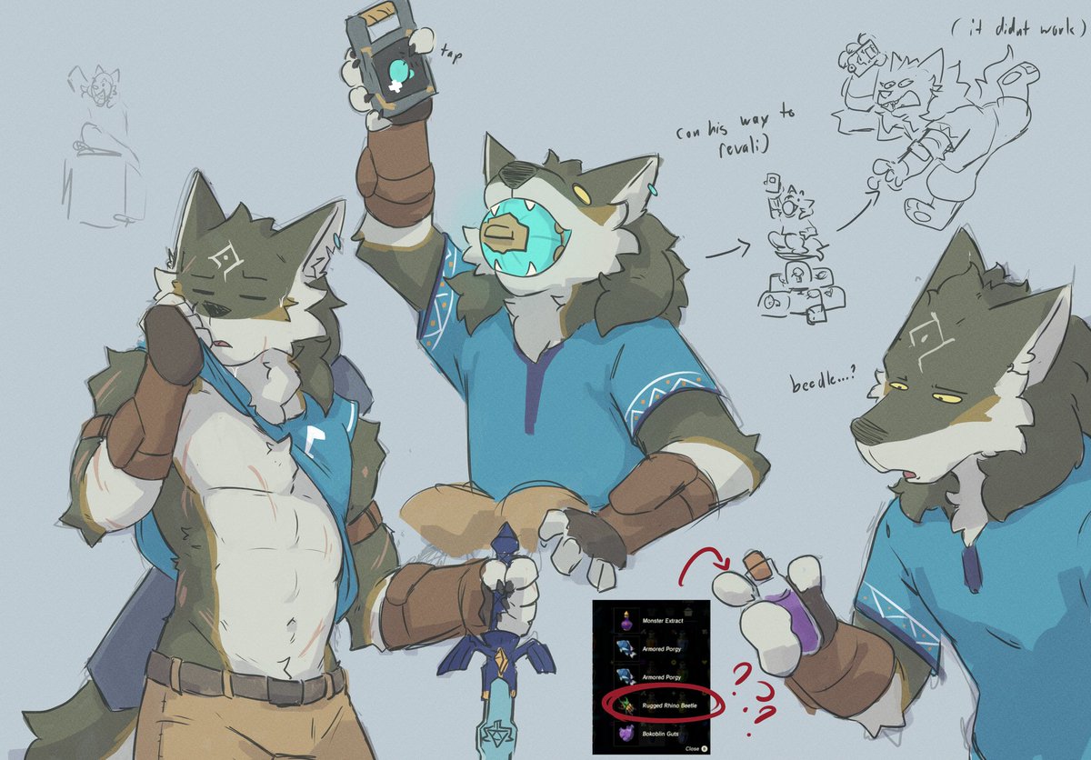 Old wolf link sketches lel

I thought you had to get up to vah medoh yourself so i gathered up as many bombs as i could to see if i could blow myself up there