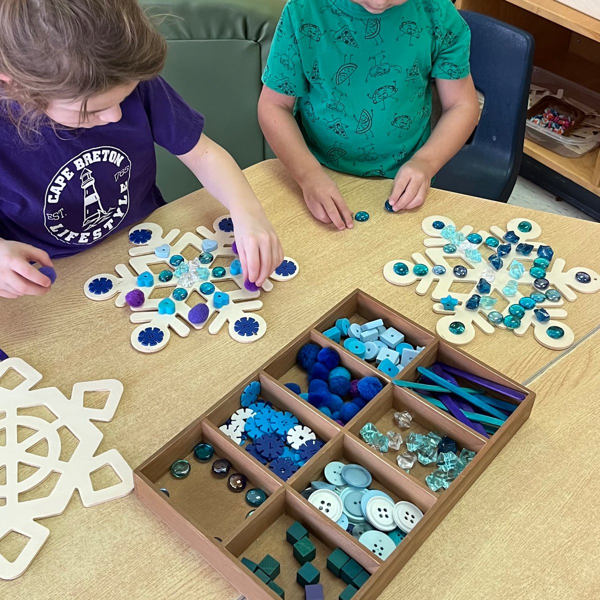 Some beautiful loose parts snowflakes created today. ❄️

<a href="/LordStrath_LDSB/">Lord Strathcona PS</a>
