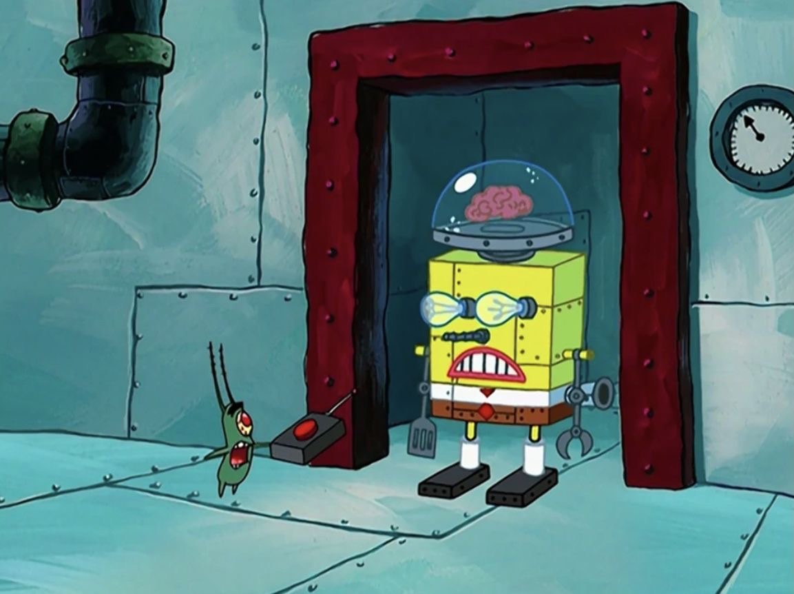 Bl00dSuck3r____'s tweet image. Guys whats ur fav spongebob robot design? Ik theres multiple but this one is probably my fav!!