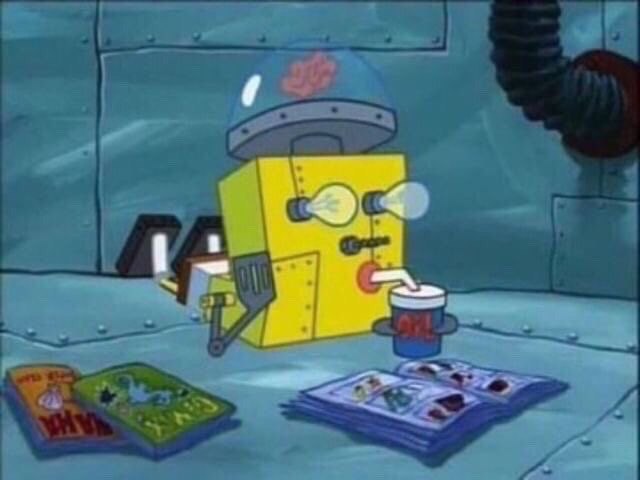 Bl00dSuck3r____'s tweet image. Guys whats ur fav spongebob robot design? Ik theres multiple but this one is probably my fav!!