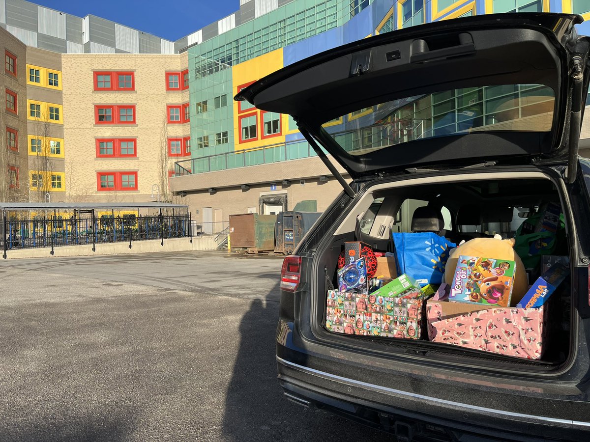 Over the break Mrs Boucher felt like Santa with a full sleigh! Go Lakers, go! A packed trunk of new toys delivered to @achfkids thanks to your generosity. #AlbertaChildrensHospital #ACHFKids #SpreadLove #rvsed