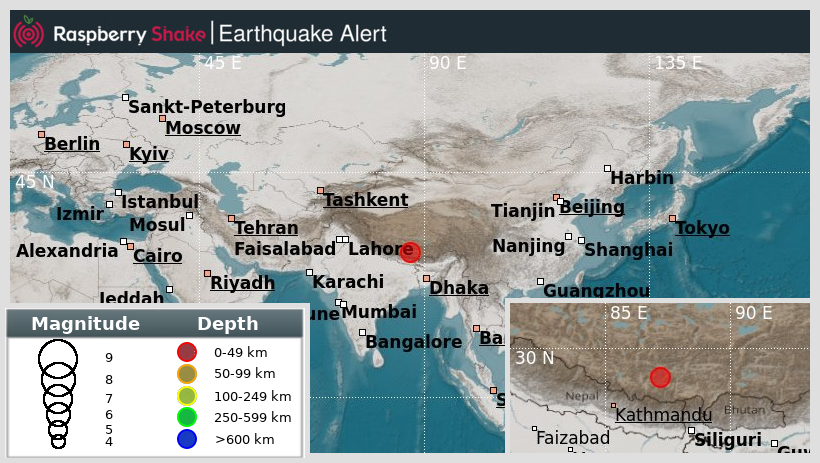 raspishakEQ's tweet photo. Preliminary M5.2 #Earthquake
ID: #rs2025aldpcn
52km from #Kagar, #Xizang
2025-01-07 01:37 UTC
Source: #GFZ
@raspishake
Join the largest #CitizenScience EQ community ➡ https://t.co/Y5O0dgJqJF
EVENT ➡ https://t.co/HwT2oIxsHL https://t.co/vHCajErooM