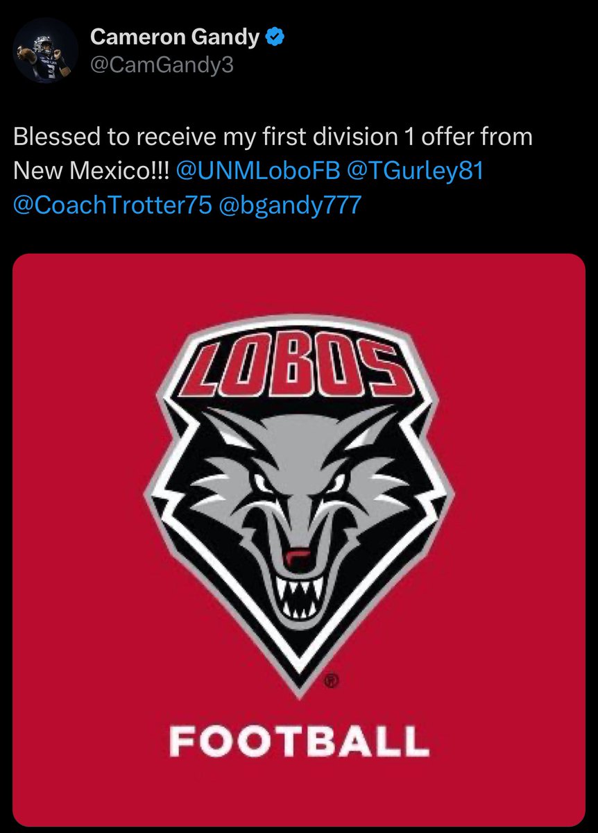 Tori Gurley (@tgurley81) on Twitter photo Congrats <a href="/CamGandy3/">Cameron Gandy</a> on the <a href="/UNMLoboFB/">New Mexico Football</a> offer!!! We get offers & results at Torigurley.com Sign Up Now Congrats <a href="/CamGandy3/">Cameron Gandy</a> on the <a href="/UNMLoboFB/">New Mexico Football</a> offer!!! We get offers & results at Torigurley.com Sign Up Now