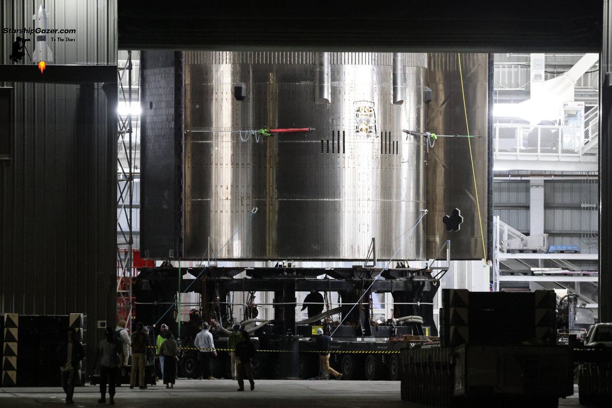 Starship 33 has been lifted onto the ship transport stand inside of Megabay 2 for transport to the launch complex for Starship test flight 7.   

1/6/25