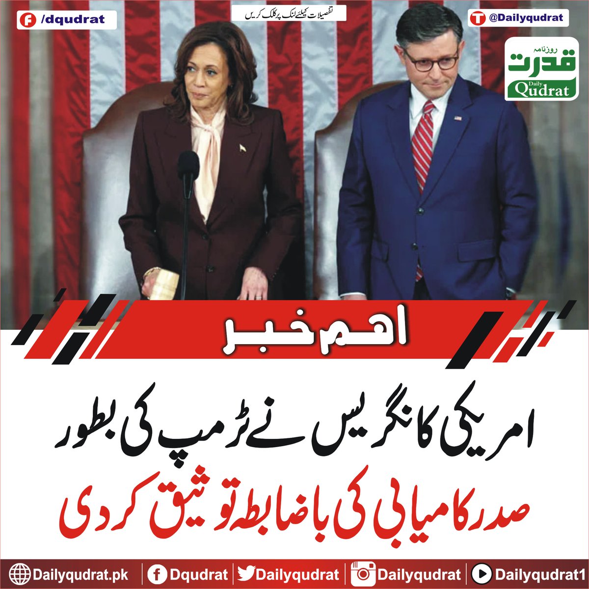 DailyQudrat's tweet image. امریکی کانگریس نے ٹرمپ کی بطور صدر کامیابی کی باضابطہ توثیق کر دی
dailyqudrat.pk/309865/
#US #Congress #formally #confirms #Trump #victory #president #Balochistan #Dailyqudratnews #Dailyqudrat #quettanews #Quetta #Pakistan #stockmarket