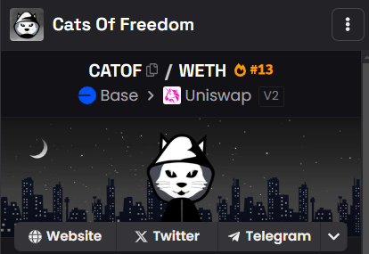 CatsOfFree's tweet photo. @yourcryptodj Based cat, $CATOF https://t.co/aOv7pyxXU0