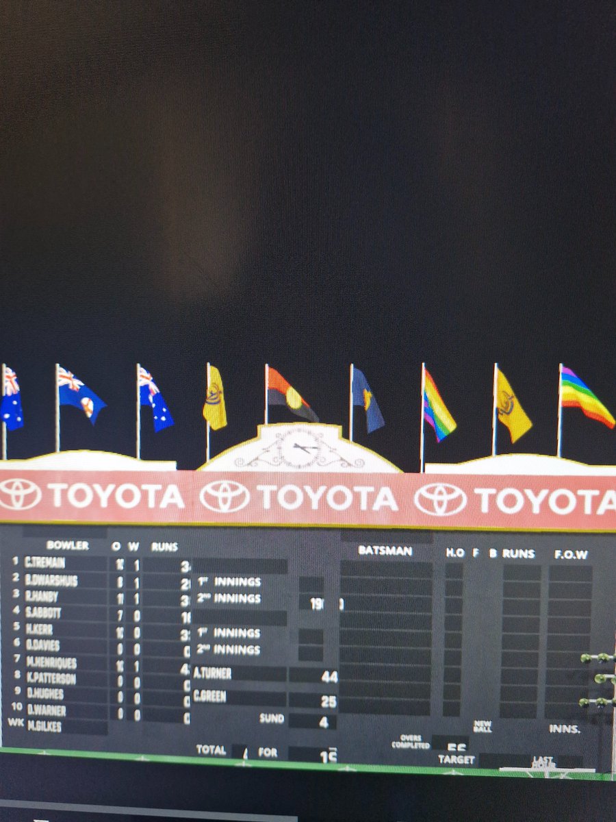 RobHanby's tweet photo. @BigAntStudios aboriginal flag is upside down at the WACA #cricket24 https://t.co/NrUaODiCws