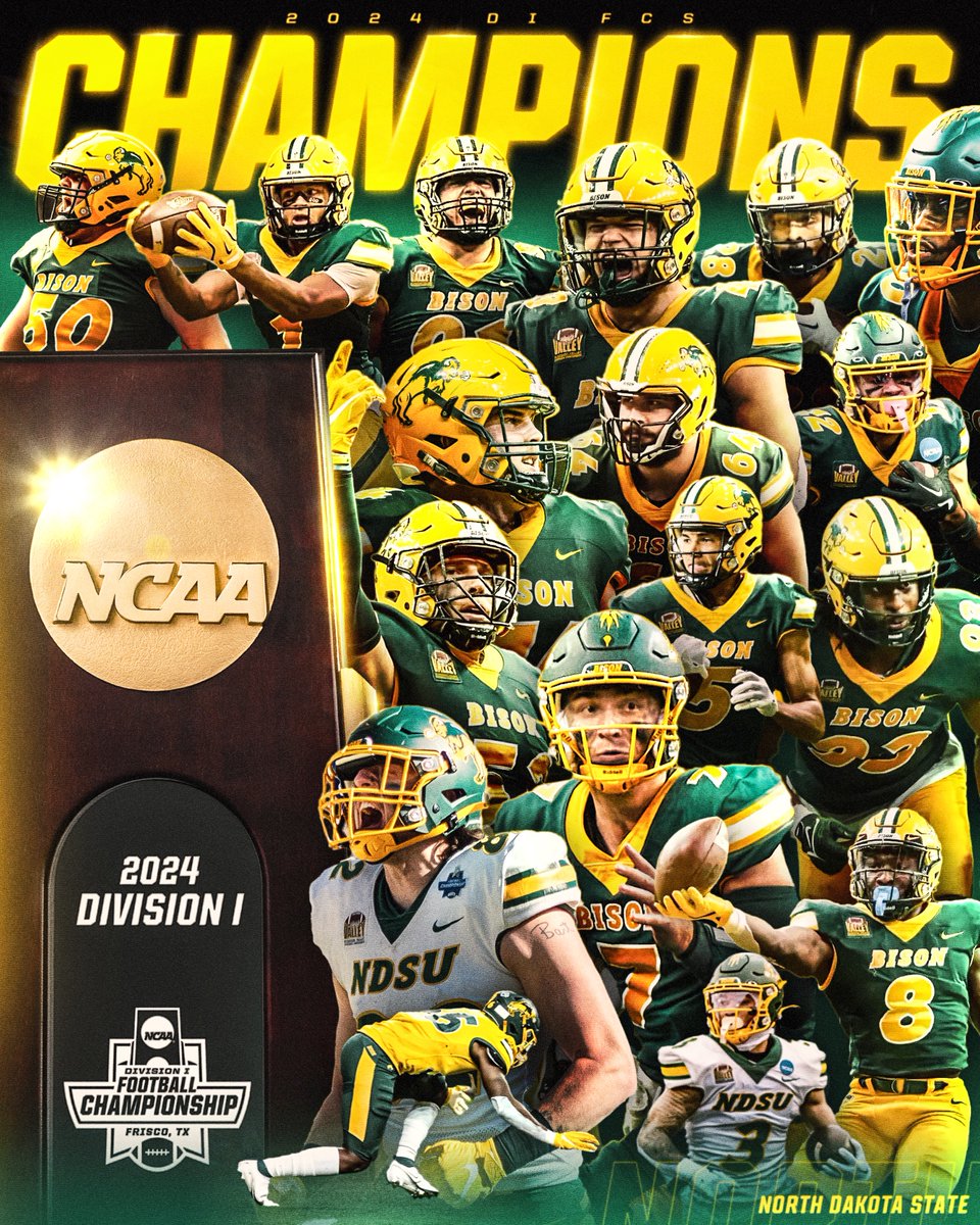 NCAA_FCS's tweet image. Double-Digit Dynasty 🏆
@NDSUfootball defeats Montana State, 35-32, to win the 2024 #FCS National Championship title.
#FCSChampionship