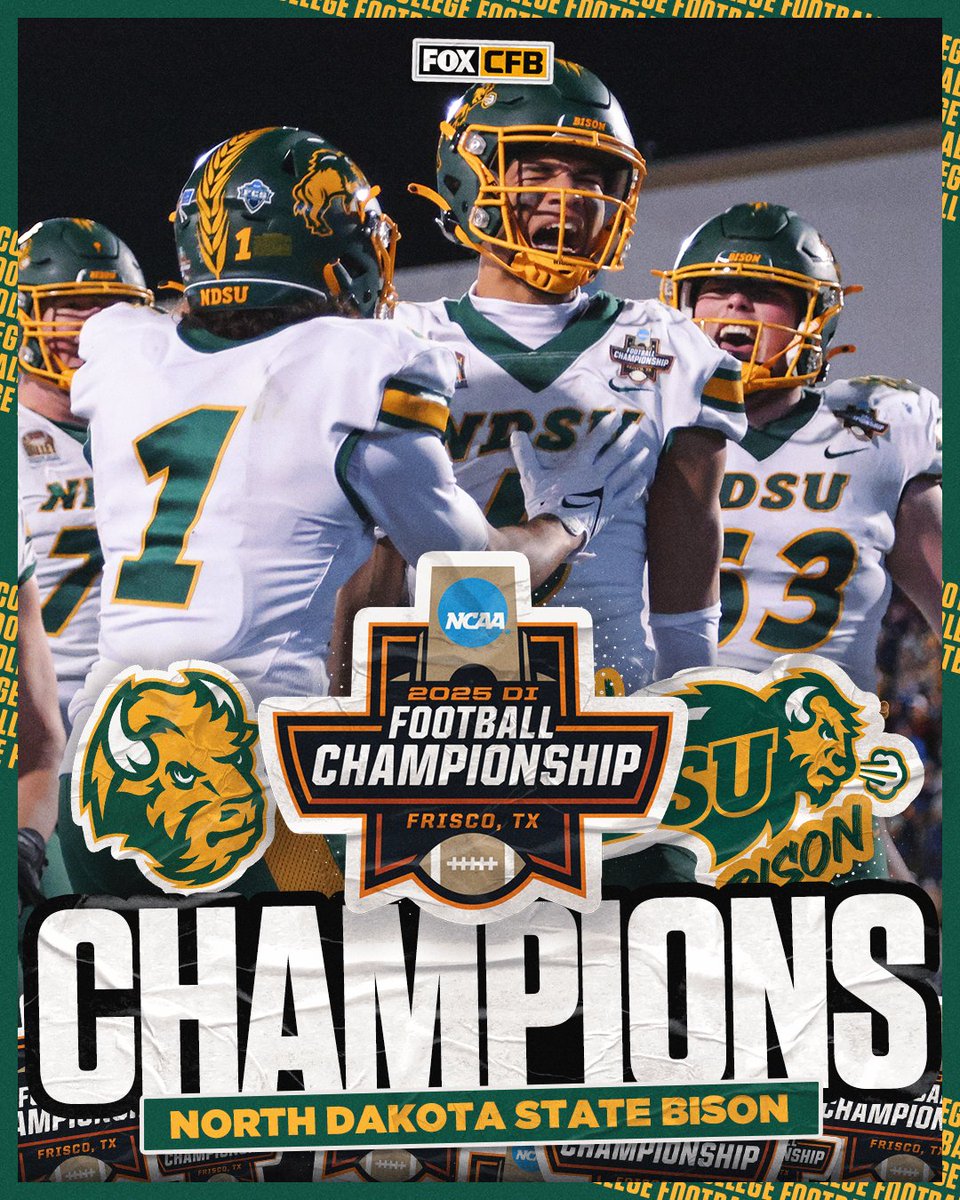 FCS CHAMPIONS 🏆🦬

North Dakota State takes down Montana State and wins its 10th National Title 👏