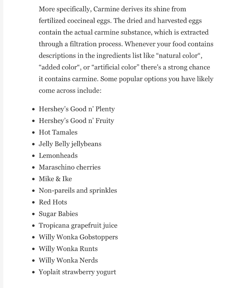 ItsAllATheatre's tweet photo. “If You Eat These Popular Candies, You're Also Eating Insect Secretions” = ‘confectioners glaze’ #Shellac #Carmine #Bugs #cochineal #FoodColouring #FoodColoring #EatingInsects Link: https://t.co/ReHLlW59mZ https://t.co/SVUz89UzWl