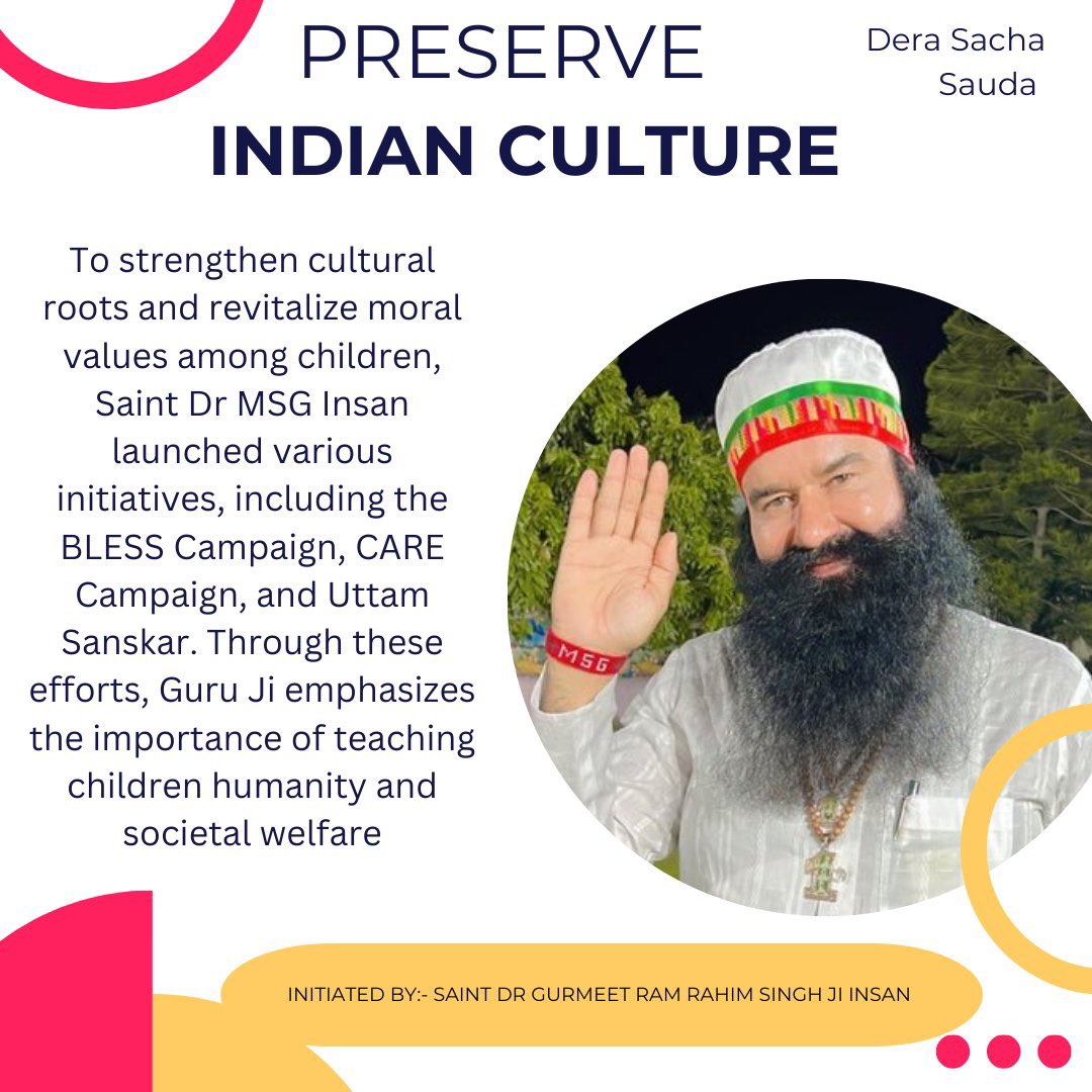 shalukuk's tweet photo. In today’s society, everyone seems to be heavily influenced by Western culture and lifestyle. However, our own culture, as taught by Saint Dr. MSG Insan, is far superior. As Indians, it is our responsibility to embrace and #PreserveIndianCulture heritage. https://t.co/NsqXtRlT6T