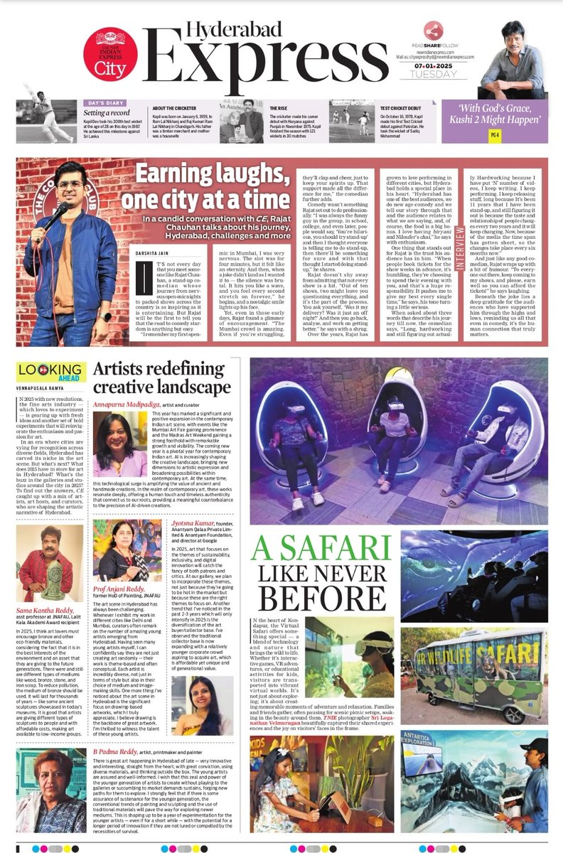 Check out today's #cityexpress where we speak to artists, gallery owners &amp; curators to decode what's in store for the art fraternity in 2025; #VR #safarizone in Kondapur is the latest hotspot for adventure &amp; relaxation 
#lookingahead

For more stories newindianexpress.com/cities/hyderab…