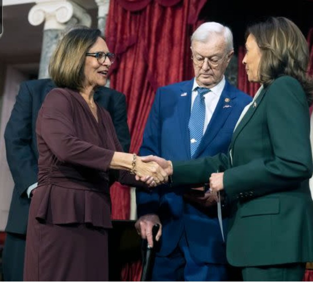 This gentleman didn't shake Kamala's hand.  I've seen a lot of negative comments directed towards him because of that.  Look what he is holding in his hand.  The SAME hand Harris attempted to shake.
